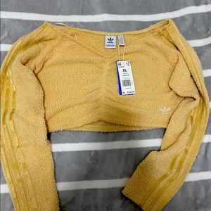 Adidas Sherpa crop off the shoulder